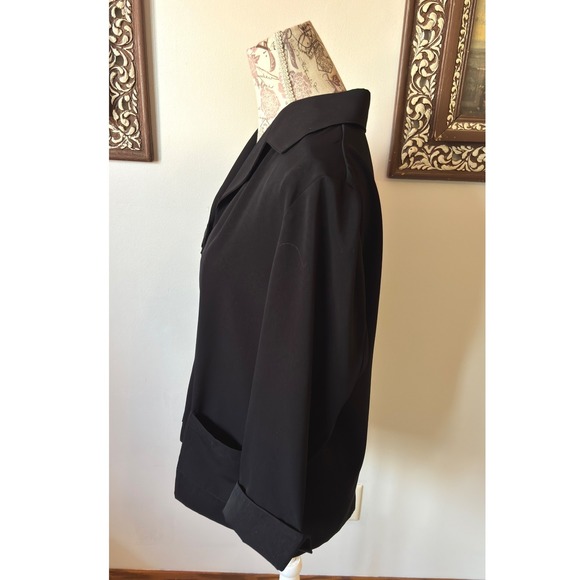 Vintage Black Blazer Jacket Size 8 100% Polyester Button Pockets gothcore - Picture 6 of 6